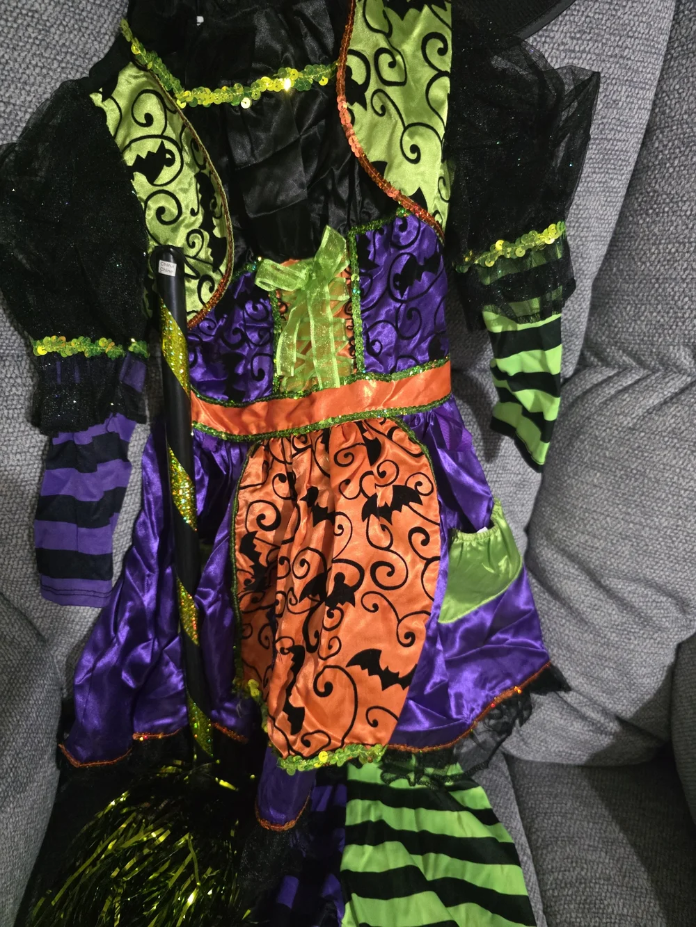 Like New Teetot Patchwork Witch Deluxe Halloween Costume Dress Girls Size 5-6